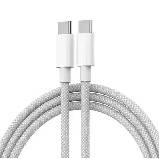 Cabo de Dados e Carregamento USB-C para Tipo C, Carregamento Turbo PD 60W - 2m Branco e Rosa