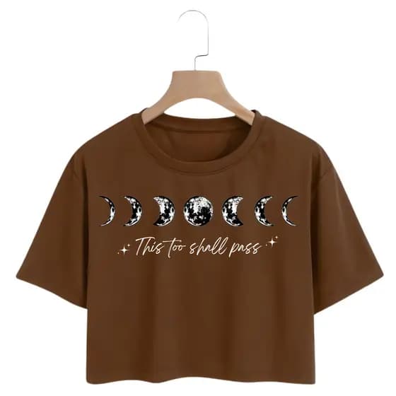 Camiseta Feminina Cropped Básica De Malha Algodão Lua Fases