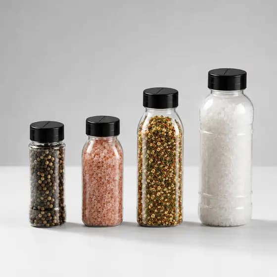 Porta Tempero 120ml 200ml 300ml Kit Potes de Tempero Organizador com Tampa Dosadora + 20 Adesivos