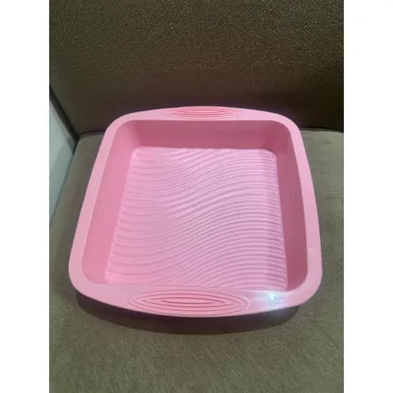 Forma De Silicone Quadrada Assadeira De Bolos e Tortas Rosa