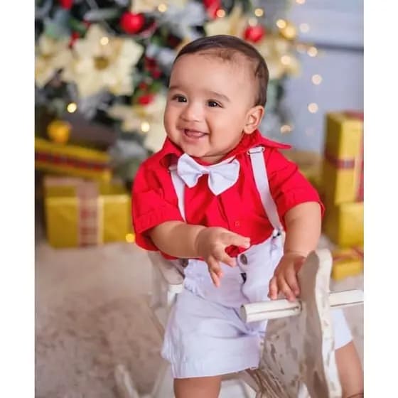 conjunto suspensório social natal e festas menino batizado