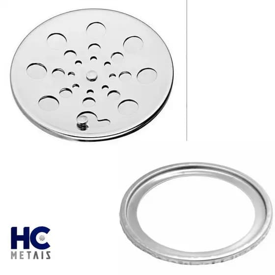 Ralo Tampa Grelha Inox Para Banheiro ou Area Gourmet Redondo 15x15 Com Fecho E Com Caixilho