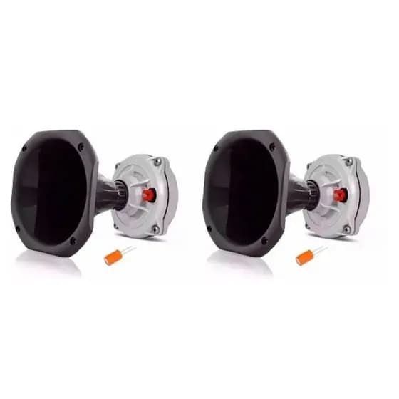 Kit Som Automotivo 2 Driver D250X Musicall 200W + 2 Corneta Curta + 2 Capacitor Para Caixa Trio