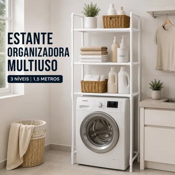 Estante para lavanderia banheiro Maquina De Lavar banheiro 3 Prateleiras 1,5 Metros Vaso organizador apartamento espaço
