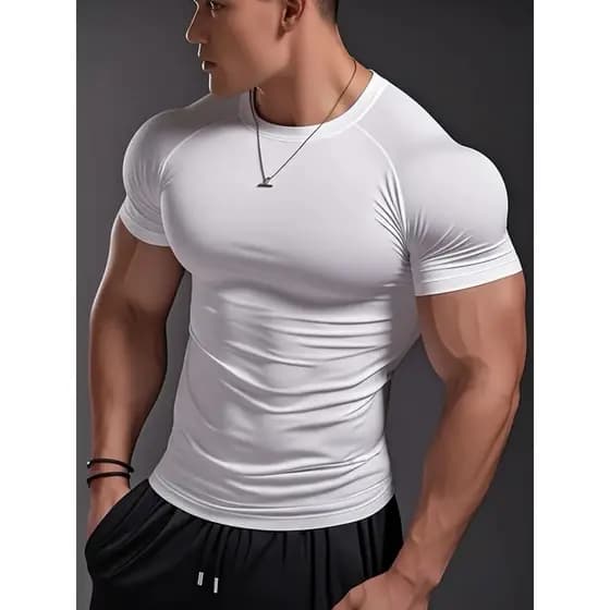Camiseta Masculina Treino Esporte Compressão sem estampa