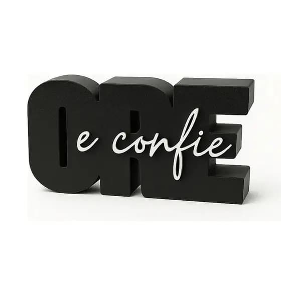 Letreiro Decorativo “Ore e Confie” – Decoração Cristã, Placa de Fé para Parede, Escritório e Casa