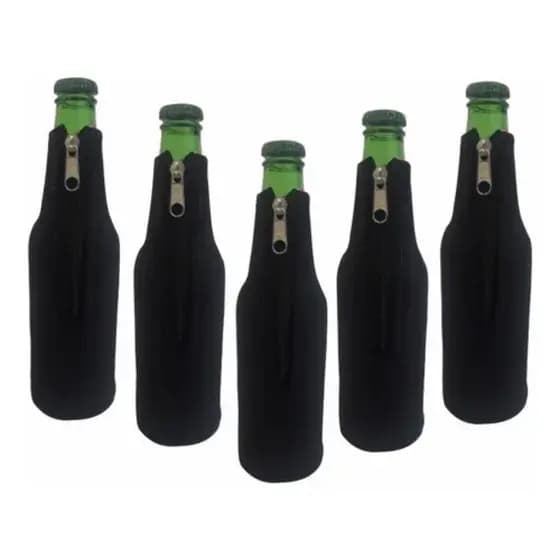 kit 5 Porta Long Neck Com Zíper Preto Térmico