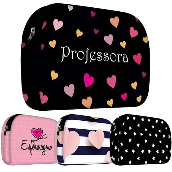 Necessaire de Mão em Neoprene Bolsa Feminina Organizadora Presente Mulheres Professora Mãe - ISOPRENE - Várias Estampas