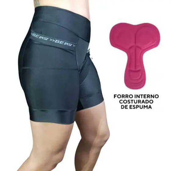 BERMUDA CICLISMO FEMININA BEFAST FORRO ESPUMA CÓS ALTO 2 BOLSOS - BICICLETA/MTB/SPEED/BIKE/CONFORTO