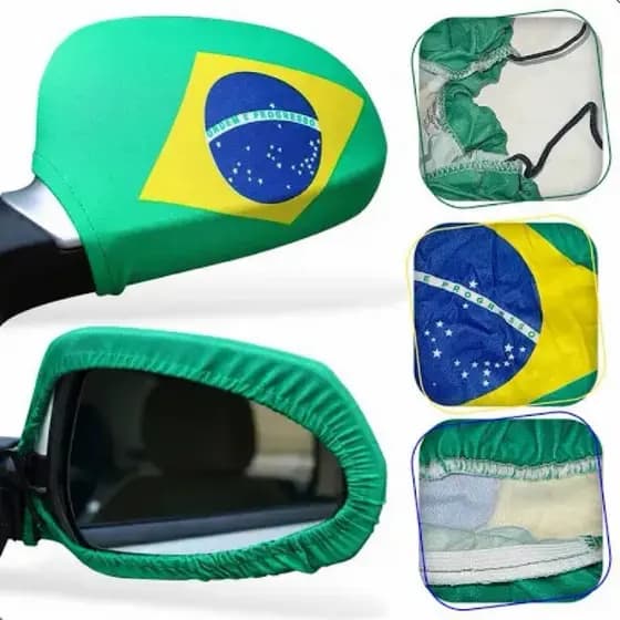 Par de capa para retrovisor de carro com bandeira do brasil copa do mundo e eleição