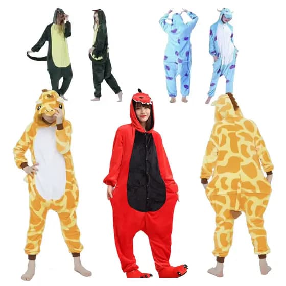 Pijama fantasia inverno macacão kigurume adolescente peluciado sullivan dinossauro girafa ratinho