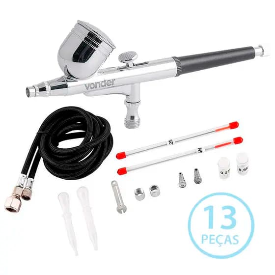 Aerógrafo Profissional Para Pintura Tinta Tipo Caneta Acessórios 13 Pçs Vonder