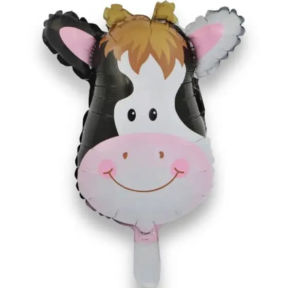 15 Balão Metalizado Animal Fazendinha Cabeça Vaca 32*24cm Centro de Mesa