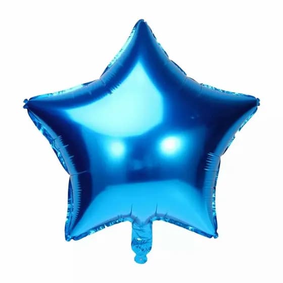 10 Balão Metalizado Estrela Azul 45cm 18 Polegadas - Festa Decoração Enfeite