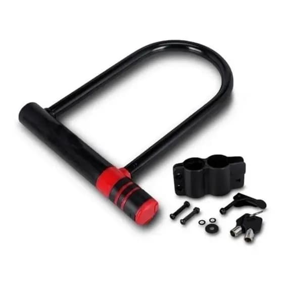 Trava Tranca Cadeado Bike Bicicleta Moto U Lock Aço 2 Chaves