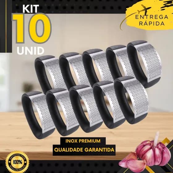 Kits 10 ou 5 un - Amassador de Alho e Legumes em Aço Inox Ergonômico