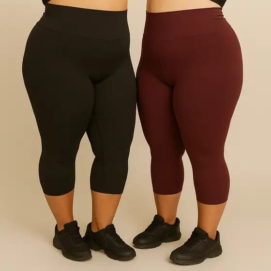 Kit 2 Calça Legging Capri Corsário Plus Size Academia Suplex Poliester GG ao G4