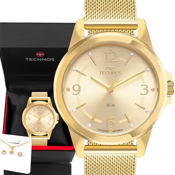 Relógio Feminino Technos Analógico Dourado 1 Ano De Garantia