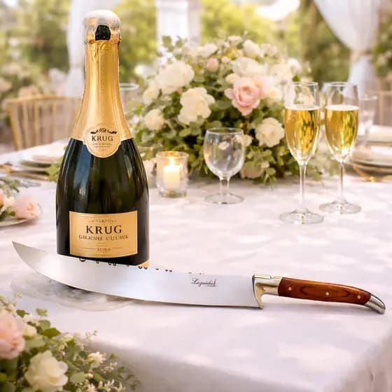 Espada Sabre Para Champagne Para Casamentos Laguiole La Tour Aço Inox Cabo De Madeira 41,5cm