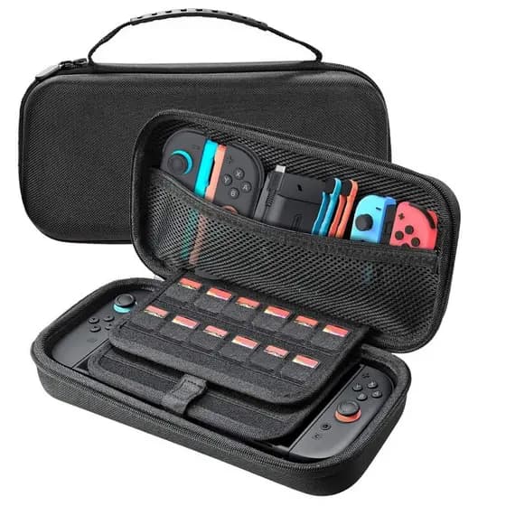 Case Estojo Rígida AEGIUM para Nintendo Switch 2 Alta 8cm EVA Oxford Espaço para Fonte Carregador