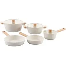 Jogo de Panelas Brinox Revestimento Cerâmico Creme 5 Peças Ceramic Life Nordic Indução Original