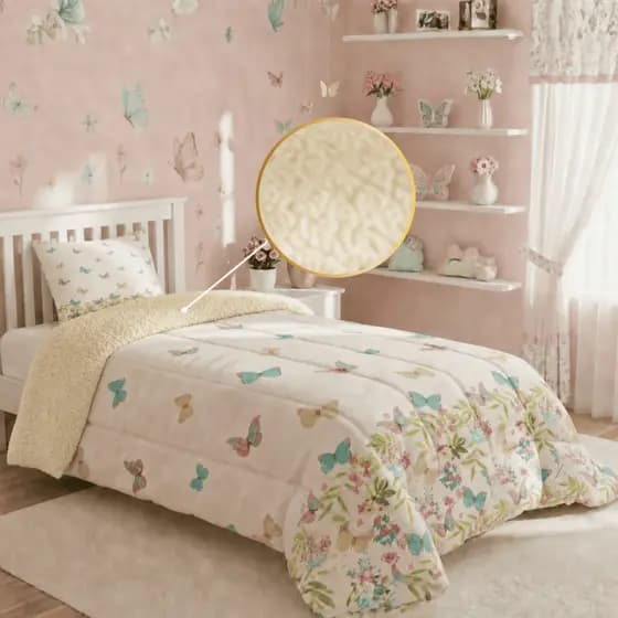 Coberdrom Estampado Premium Solteiro 2 Peças Infantil Para Meninas 400 Fios Muito Quente de Sherpa