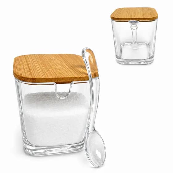 Saleiro Açucareiro em Vidro Com Colher 300ml Transparente - Monaco