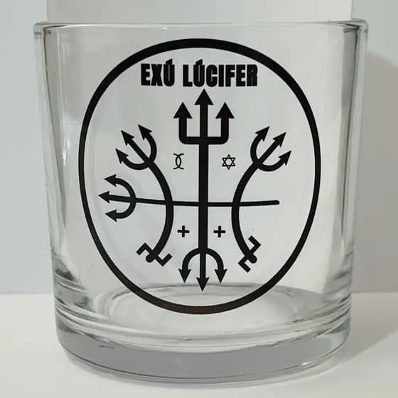 COPO DE WISKY E BEBIDAS EXÚ LÚCIFER KIMBANDA BATUQUE UMBANDA CANDOMBLÉ 260ML VIDRO