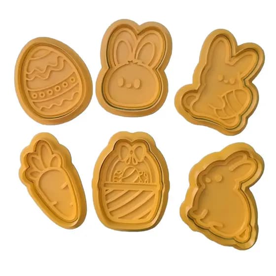 Kit Cortador de Biscoitos e Massas de Coelhinho da Páscoa Com Carimbo Coelho
