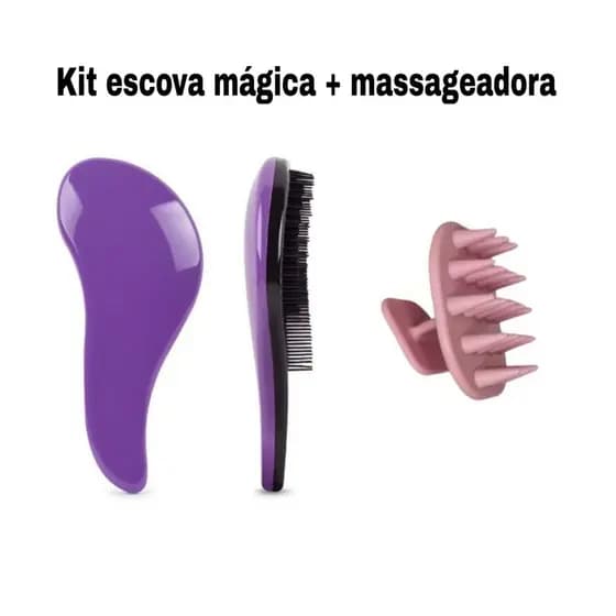 Kit Escova Mágica para Cabelos 1 Escova Massageadora De Silicone | Beleza e Cuidado