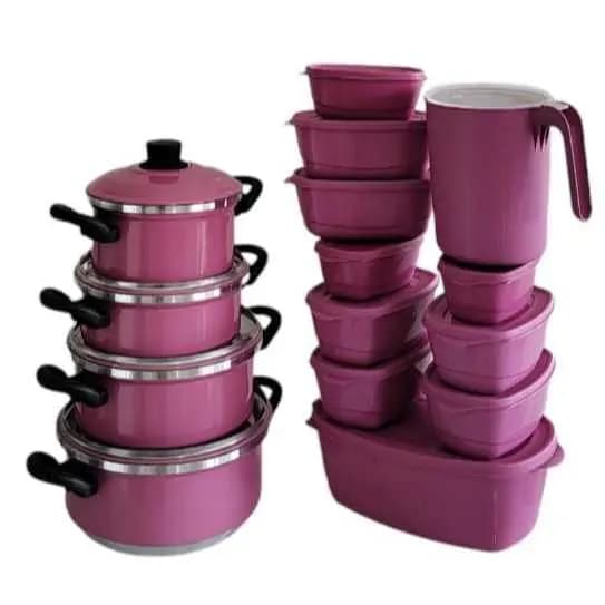 Kit panelas 4 peças + 10 potes com jarra