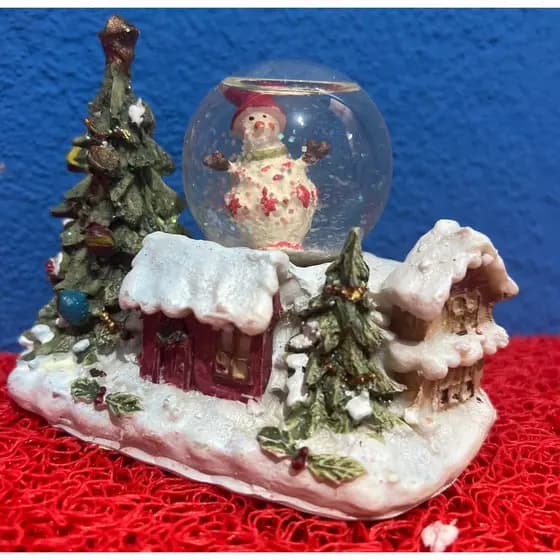 Enfeite de Natal Bola Cristal 10cm C/Boneco de Neve Natália