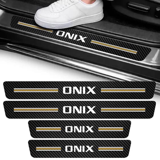 Kit Soleira Onix 4 Portas Onix+ Hatch Resistente Adesivo Vinil Carro Sedan Proteção Onix Plus