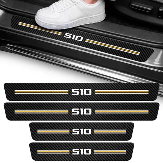 Kit S10 Soleira Vinil S-10 Adesivo Automotivo Protetor Picape Portas