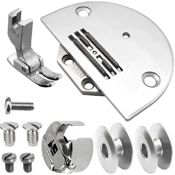 Chapa Agulha 4 Carreira Dente Calcador Caixa Bobina Maquina Costura Reta Industrial