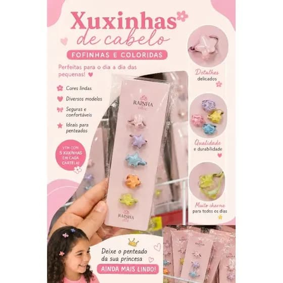 Xuxinha cabelo com elástico rabicó infantil com 5 a 40 unidades