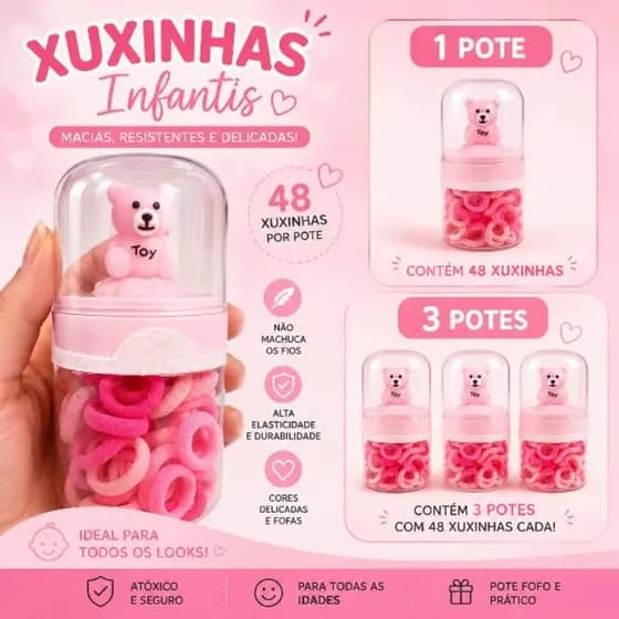 Kit pote sortido com 48 á 144 xuxinhas coloridas - rabicó de cabelo