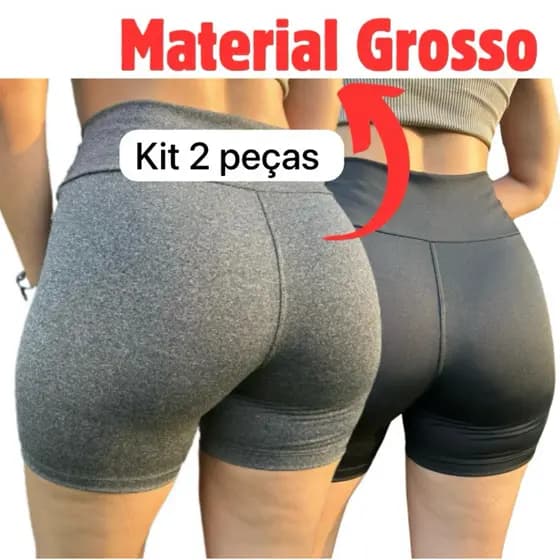 Kit C/2 Shorts Feminino Suplex Plus Size Cintura Alta Academia Fitness