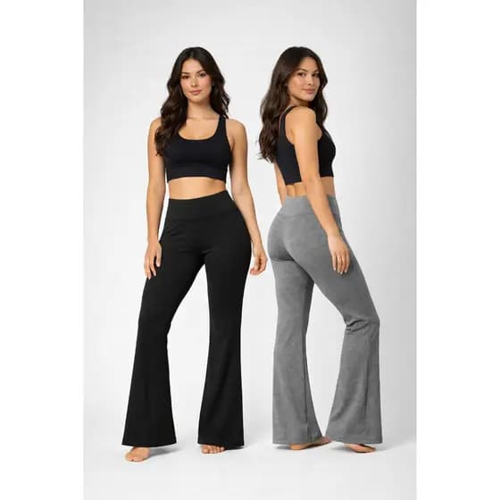 Calça Flare Boca de Sino Feminina Grossa Premium Cintura Alta Modela Corpo
