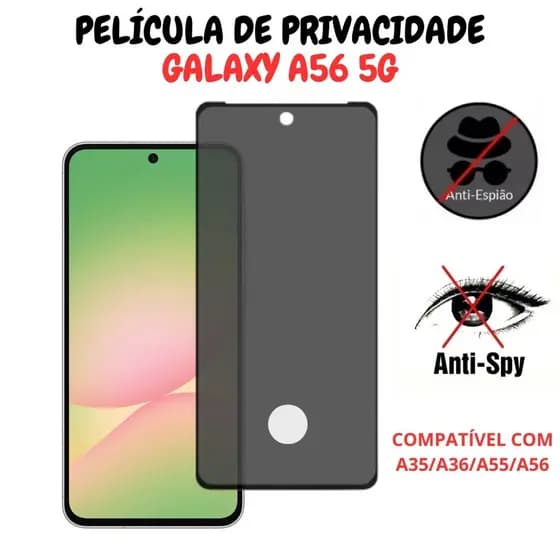 Película de Privacidade Vidro 3D Samsung Galaxy A56 5G - Com Furo Para Biometria