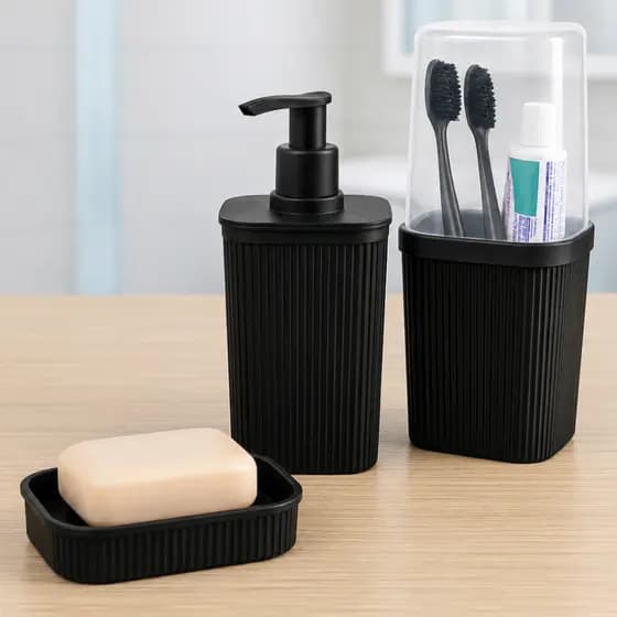 Kit Banheiro 3 ou 2 peças Porta Escova Porta Sabonete Porta Algodão Saboneteira