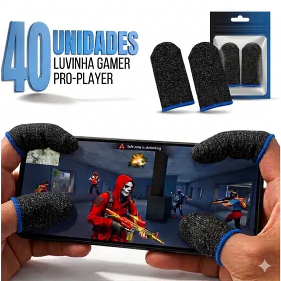 kit 40 Luvinha de dedo Gamer Profissional Free Fire Pubg mobile anti suor Pubg Mobile Call Of Duty