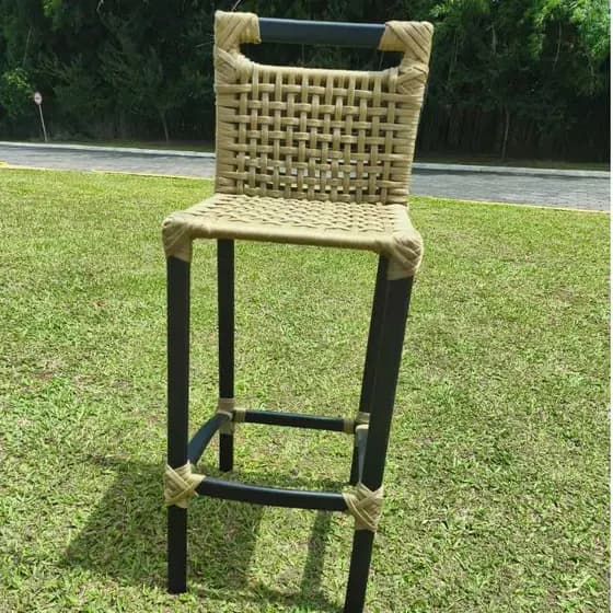 Banco Alto Mônaco Banqueta Bistrô Balcão Cozinha Moderna Gourmet Alumínio Corda Náutica