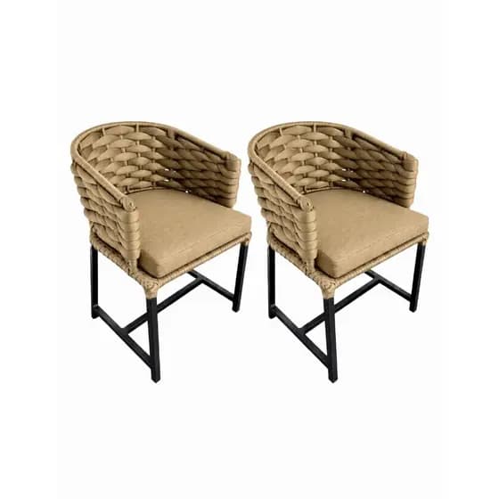 Kit 2 Poltrona Com Estofado Tricô Náutico Conforto Premium P/ Mesa de Jantar Recepções Varanda
