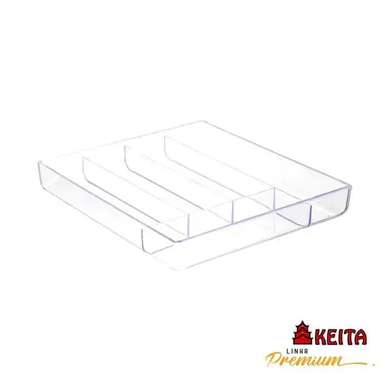Porta Talheres Sem Tampa Acrílico 5 Divisórias Transparente