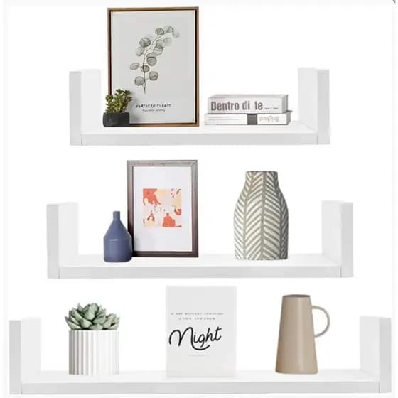 Kit 3 Prateleiras em U MDF Branco