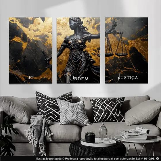 Quadros Decorativos kit 3 peças 40x60 decorativo para sala,Escritório,quarto deusa Artêmis justiças
