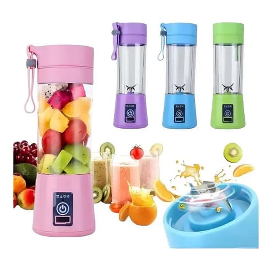 Mini liquidificador 380ml portátil para sucos ,shake com 6 lâminas recarregável 380ml tomada USB