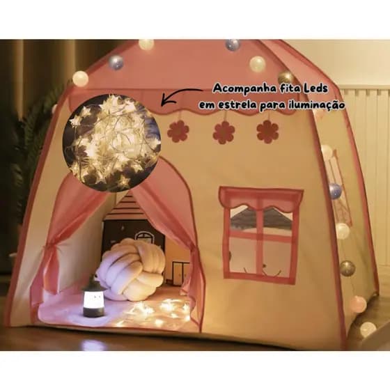 Barraca Tenda menina cabana casa menino Infantil Dobrável COM/SEM LEDS ESTRELAS