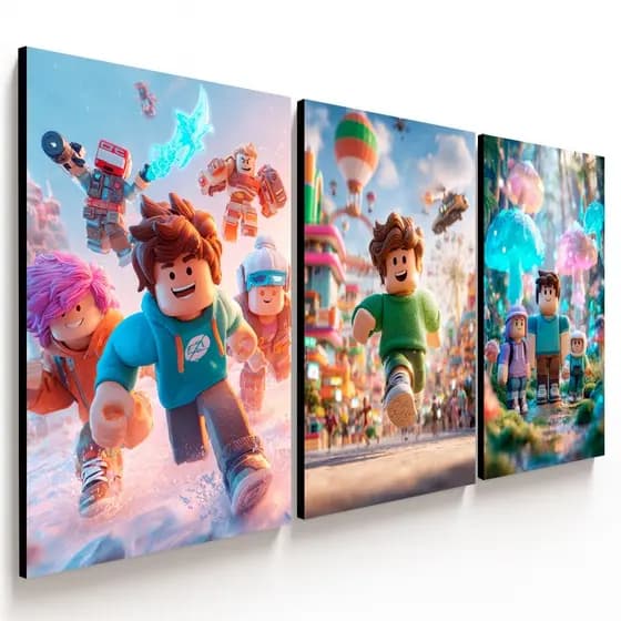 Quadros Decorativos Tema Roblox Decoração Criativa para Quarto de Criança